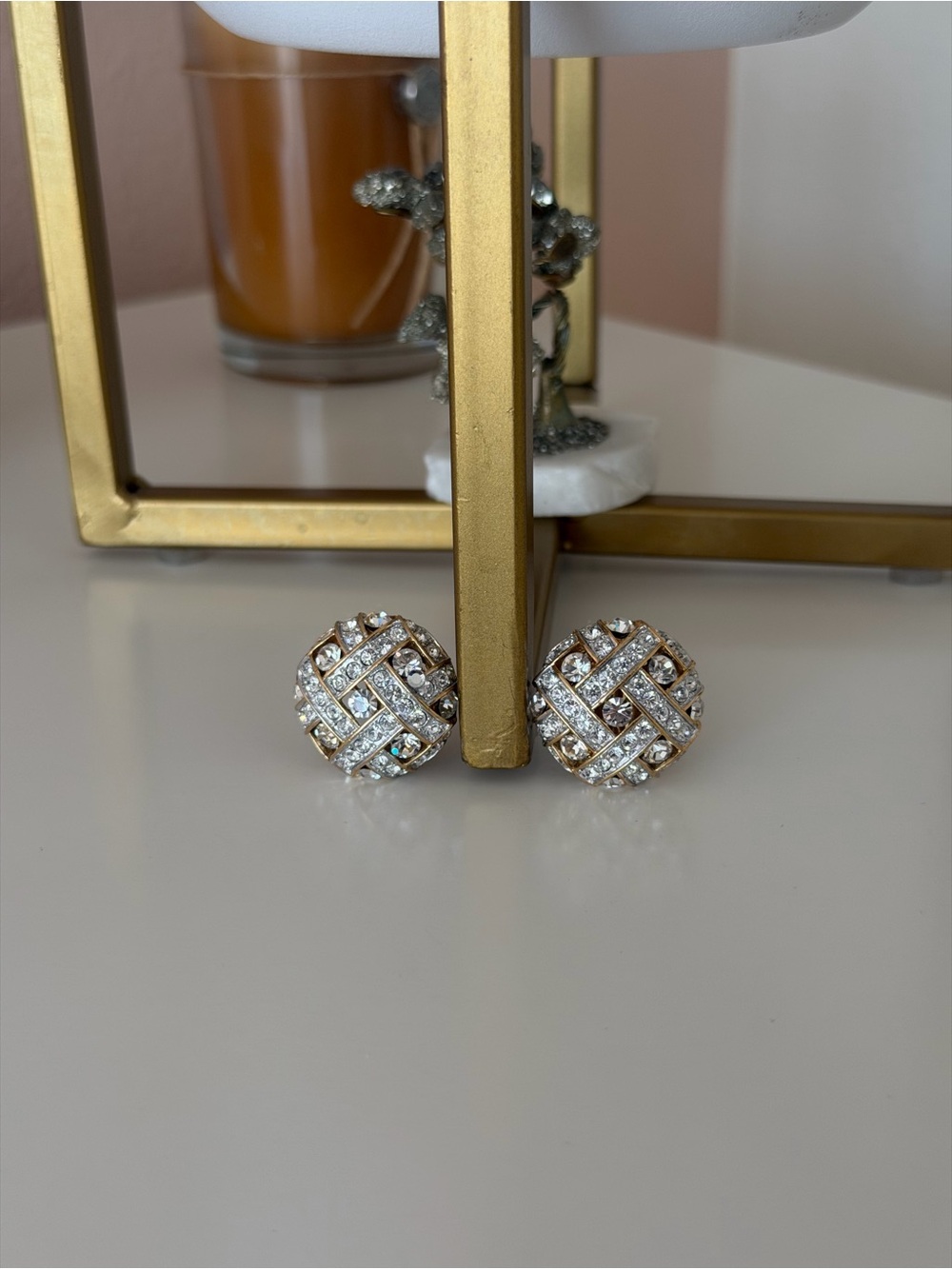 Vintage Two-Tone Gold & Silver Abstract Ribbon Loop Clip-On Earrings